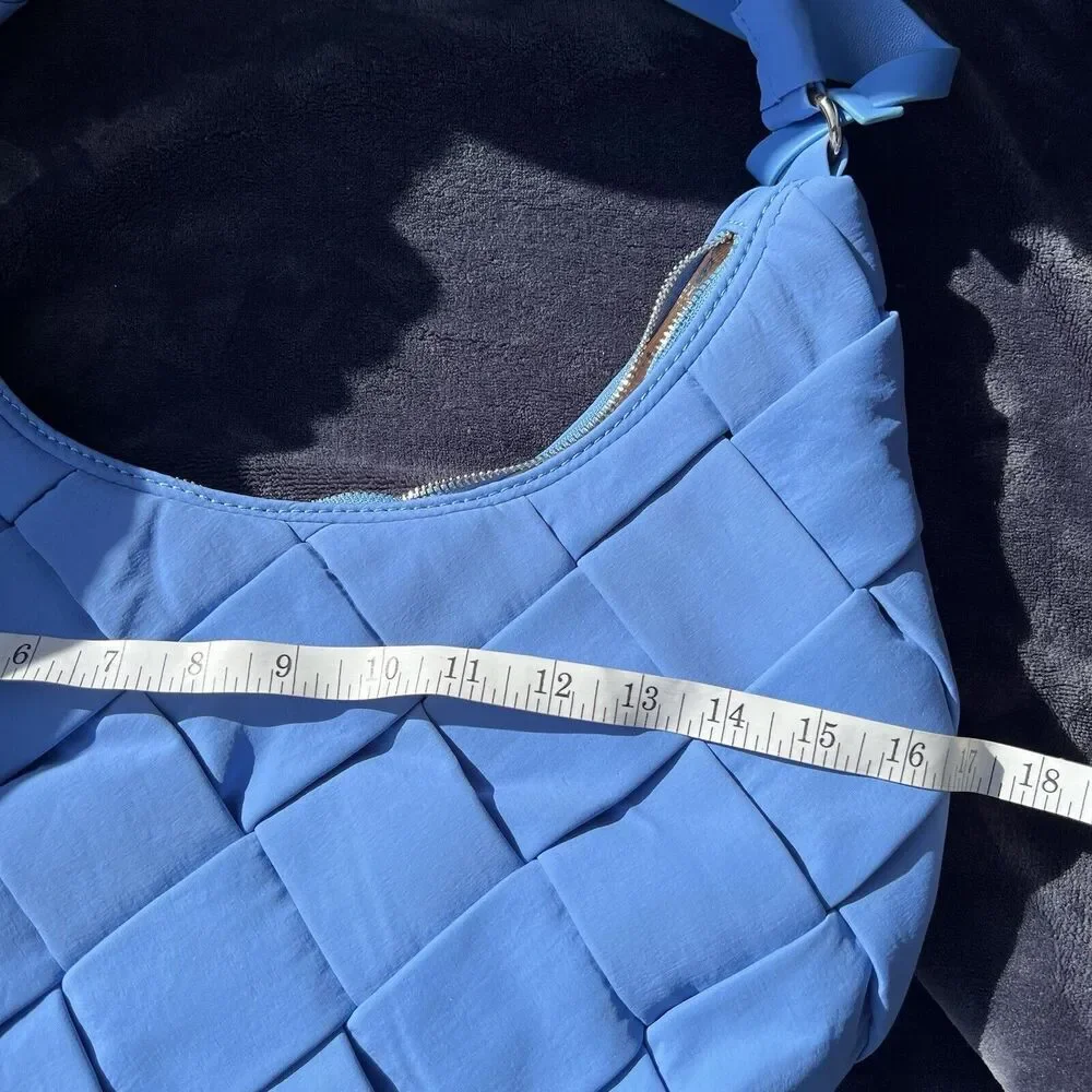 Jason‎ Wu Nylon Woven Hobo Shoulder Bag Vista Blue Half Moon Unique NWT $138